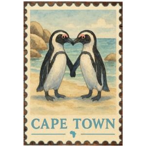 Penguin Heart | Wooden Base Magnet