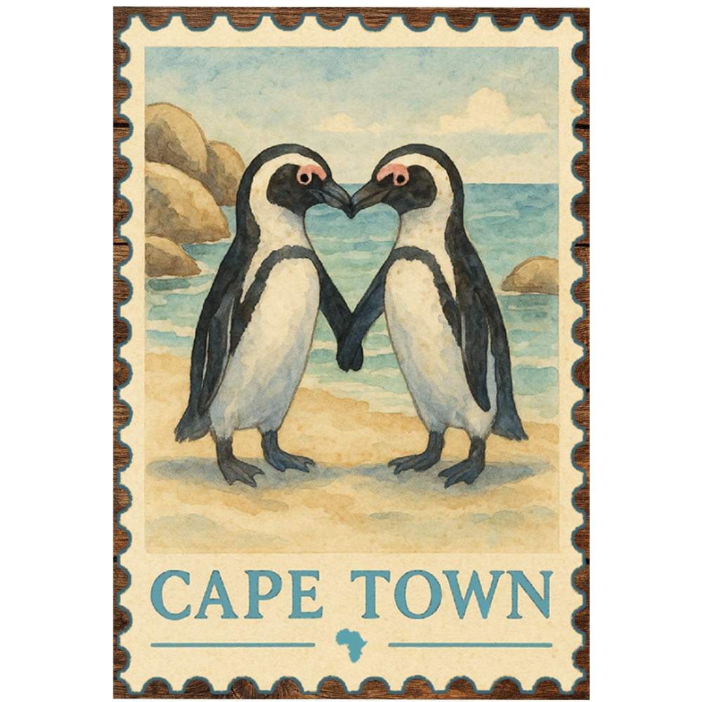 Penguin Heart | Wooden Base Magnet